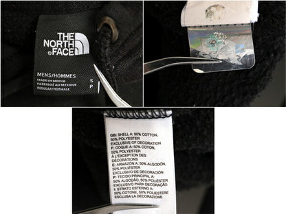 ノースフェイス プリント スウェット フード パーカー メンズ S 古着 The North Face 裏起毛 トレーナー プルオーバー アウトドア ブラック