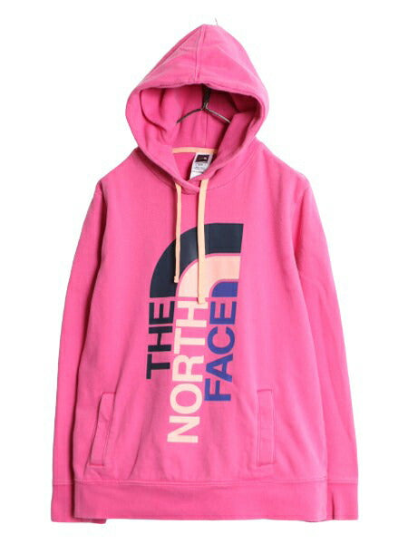 ノースフェイス プリント スウェット フード パーカー レディース XL / The North Face プルオーバー 裏起毛 トレーナー アウトドア ピンク