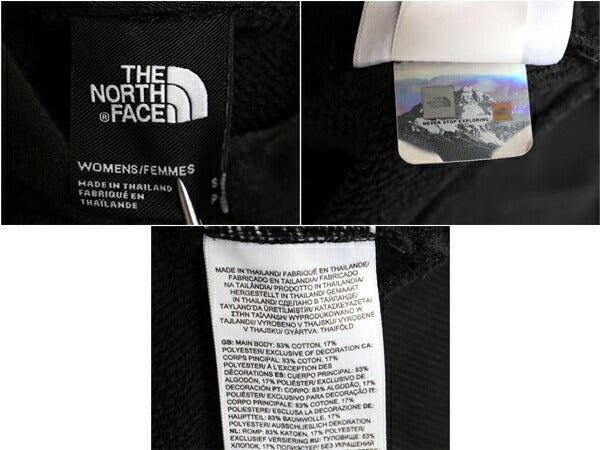 ノースフェイス ショート丈 スウェット フード パーカー レディース S / The North Face 裏起毛 トレーナー プルオーバー 黒 ワンポイント