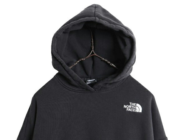 ノースフェイス ショート丈 スウェット フード パーカー レディース S / The North Face 裏起毛 トレーナー プルオーバー 黒 ワンポイント