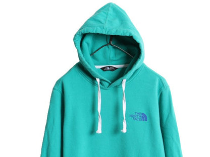 ノースフェイス 両面 プリント スウェット フード パーカー メンズ S 古着 The North Face プルオーバー 裏起毛 トレーナー アウトドア 緑