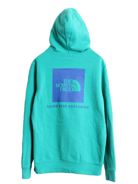 ノースフェイス 両面 プリント スウェット フード パーカー メンズ S 古着 The North Face プルオーバー 裏起毛 トレーナー アウトドア 緑