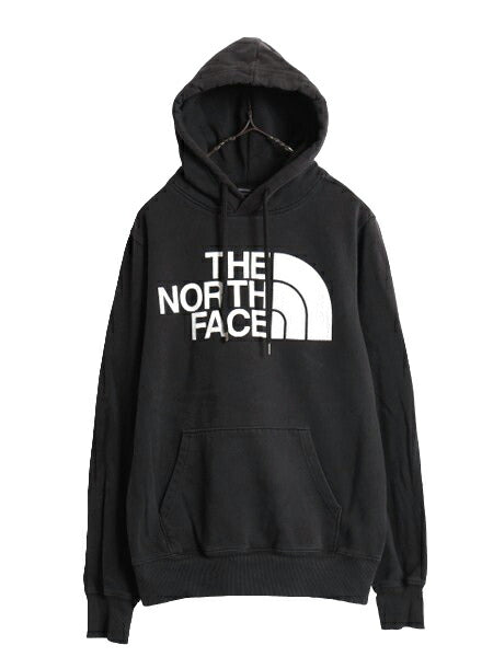ノースフェイス プリント スウェット フード パーカー メンズ S / The North Face プルオーバー 裏起毛 トレーナー アウトドア ブラック