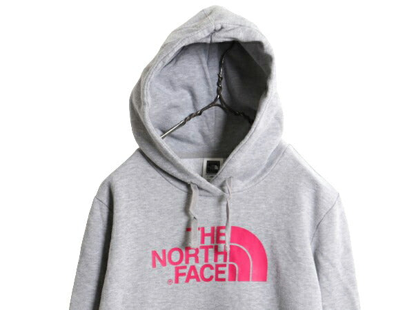 ノースフェイス プリント スウェット フード パーカー レディース М / The North Face アウトドア トレーナー 裏起毛 プルオーバー グレー