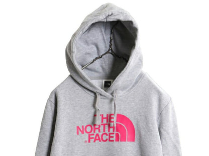 ノースフェイス プリント スウェット フード パーカー レディース М / The North Face アウトドア トレーナー 裏起毛 プルオーバー グレー