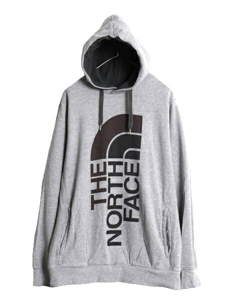 ノースフェイス プリント スウェット フード パーカー メンズ L 古着 The North Face プルオーバー 裏起毛 トレーナー アウトドア 2トーン