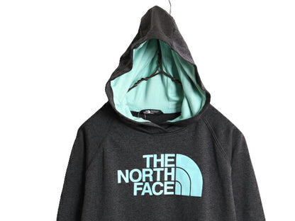 ノースフェイス プリント フード パーカー レディース M / 古着 The North Face アウトドア ジャージ 素材 裏 フリース ストレッチ 2トーン