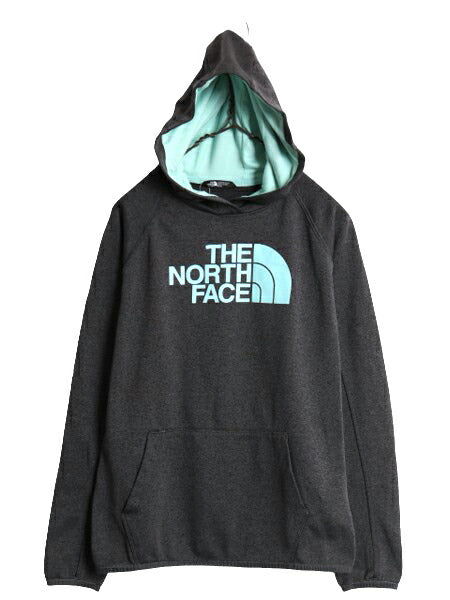 ノースフェイス プリント フード パーカー レディース M / 古着 The North Face アウトドア ジャージ 素材 裏 フリース ストレッチ 2トーン