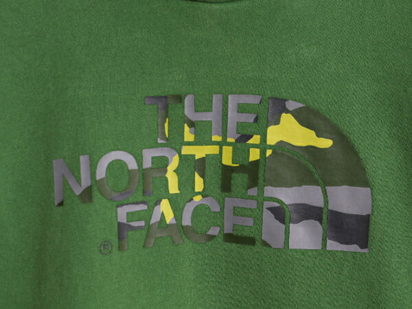 ノースフェイス 迷彩 ロゴ プリント スウェット フード パーカー メンズ М The North Face プルオーバー 裏起毛 トレーナー アウトドア 緑