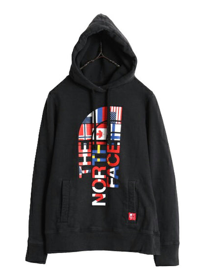 2014年 オリンピック 限定 ノースフェイス 国旗 プリント スウェット フード パーカー レディース S / The North face プルオーバー 裏起毛