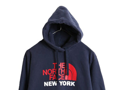 ノースフェイス プリント スウェット フード パーカー メンズ М / The North Face プルオーバー 裏起毛 トレーナー アウトドア 紺 NEWYORK