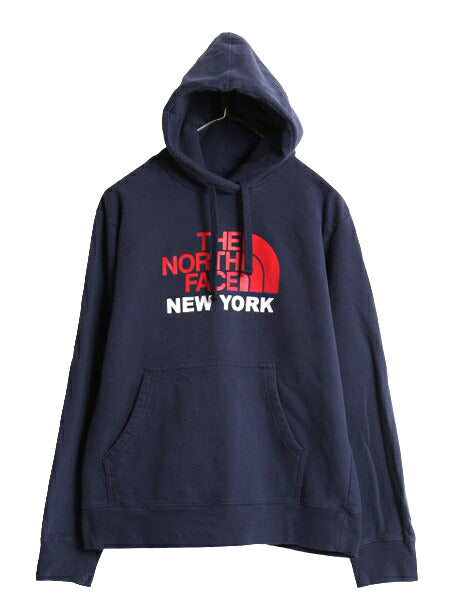 ノースフェイス プリント スウェット フード パーカー メンズ М / The North Face プルオーバー 裏起毛 トレーナー アウトドア 紺 NEWYORK