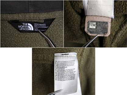ノースフェイス プリント スウェット フード パーカー メンズ L / 古着 The North Face トレーナー アウトドア プルオーバー 裏起毛 カーキ