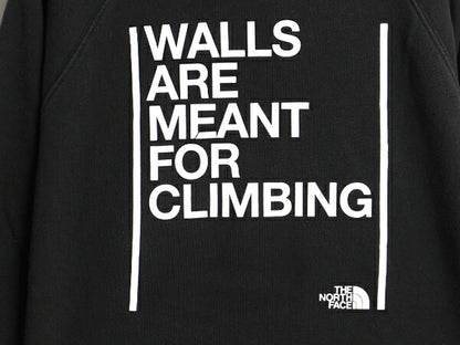 ノースフェイス 両面 プリント スウェット フード パーカー レディース М 程 古着 The North Face メッセージ トレーナー 裏起毛 ブラック