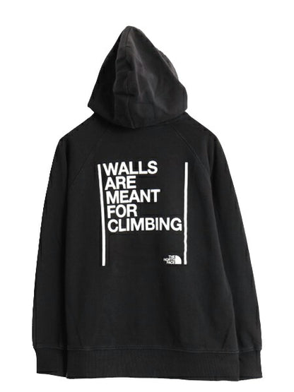 ノースフェイス 両面 プリント スウェット フード パーカー レディース М 程 古着 The North Face メッセージ トレーナー 裏起毛 ブラック