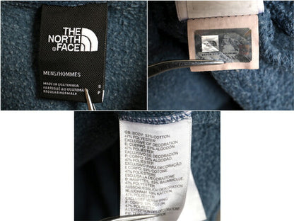 US企画 ノースフェイス プリント スウェット フード パーカー メンズ S / 古着 The North Face ボックスロゴ ワッペン 刺繍 トレーナー 青