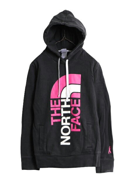 ノースフェイス プリント スウェット フード パーカー レディース L The North Face プルオーバー 裏起毛 トレーナー アウトドア ブラック