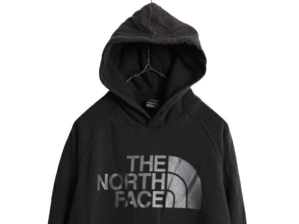 ノースフェイス プリント スウェット フード パーカー レディース S The North Face プルオーバー 裏起毛 トレーナー アウトドア ブラック