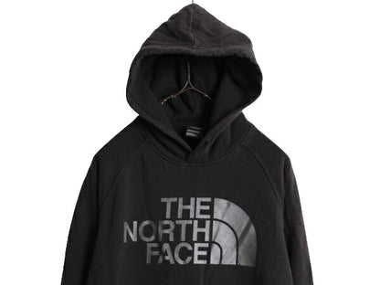 ノースフェイス プリント スウェット フード パーカー レディース S The North Face プルオーバー 裏起毛 トレーナー アウトドア ブラック