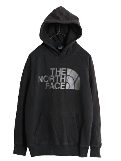 ノースフェイス プリント スウェット フード パーカー レディース S The North Face プルオーバー 裏起毛 トレーナー アウトドア ブラック