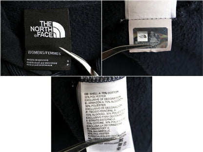 US企画 ノースフェイス プリント スウェット フード パーカー レディース S The North Face プルオーバー 裏起毛 トレーナー アウトドア 紺