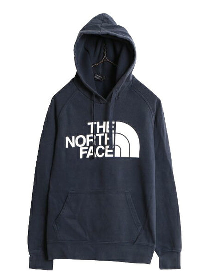 US企画 ノースフェイス プリント スウェット フード パーカー レディース S The North Face プルオーバー 裏起毛 トレーナー アウトドア 紺