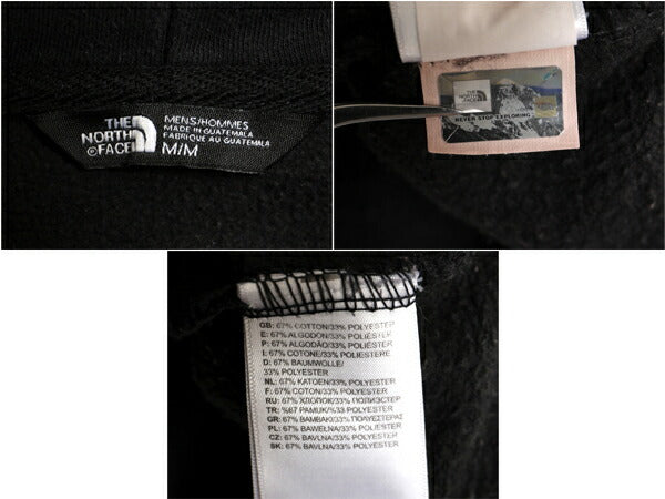 ノースフェイス プリント スウェット フード パーカー メンズ М 古着 The North Face プルオーバー 裏起毛 トレーナー アウトドア 薄手 黒