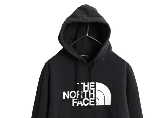 ノースフェイス プリント スウェット フード パーカー メンズ М 古着 The North Face プルオーバー 裏起毛 トレーナー アウトドア 薄手 黒