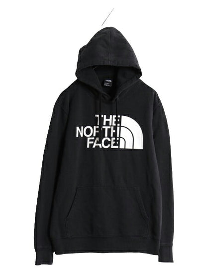 ノースフェイス プリント スウェット フード パーカー メンズ L The North Face プルオーバー 裏起毛 トレーナー 黒 アウトドア ブラック