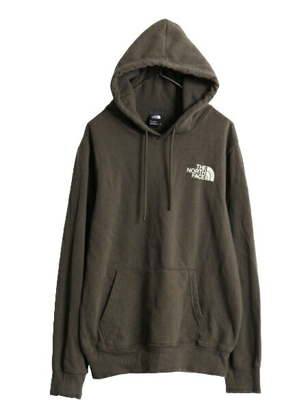ノースフェイス 両面 プリント スウェット フード パーカー メンズ М The North Face プルオーバー 裏起毛 トレーナー アウトドア カーキ