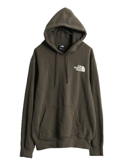 ノースフェイス 両面 プリント スウェット フード パーカー メンズ М The North Face プルオーバー 裏起毛 トレーナー アウトドア カーキ