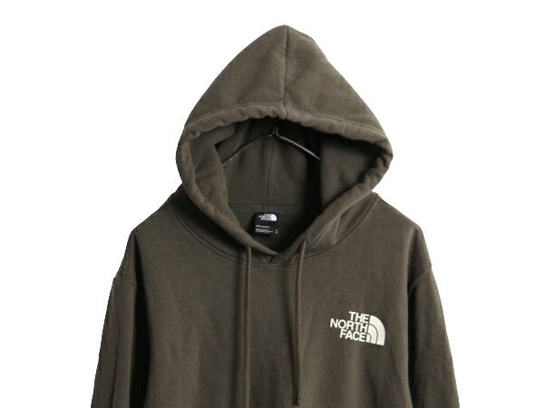 ノースフェイス 両面 プリント スウェット フード パーカー メンズ М The North Face プルオーバー 裏起毛 トレーナー アウトドア カーキ