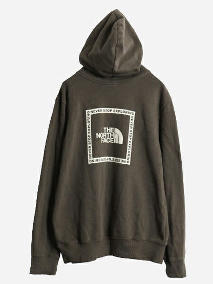 ノースフェイス 両面 プリント スウェット フード パーカー メンズ М The North Face プルオーバー 裏起毛 トレーナー アウトドア カーキ