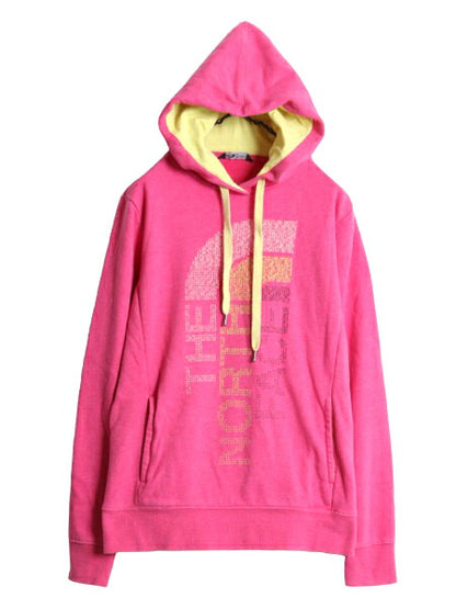 ノースフェイス プリント スウェット フード パーカー レディース L / The North Face 裏起毛 トレーナー プルオーバー アウトドア ピンク