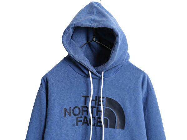 ノースフェイス プリント スウェット フード パーカー メンズ L / 古着 The North Face スエット プルオーバー 裏起毛 トレーナー ブルー