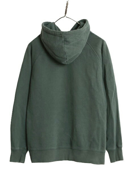 ノースフェイス ロゴ プリント スウェット フード パーカー レディース М 古着 The North Face 裏起毛 トレーナー プルオーバー グリーン