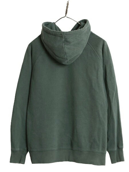 ノースフェイス ロゴ プリント スウェット フード パーカー レディース М 古着 The North Face 裏起毛 トレーナー プルオーバー グリーン