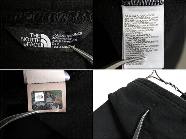 ノースフェイス プリント スウェット フード パーカー レディース S The North Face プルオーバー トレーナー 裏起毛 アウトドア ブラック
