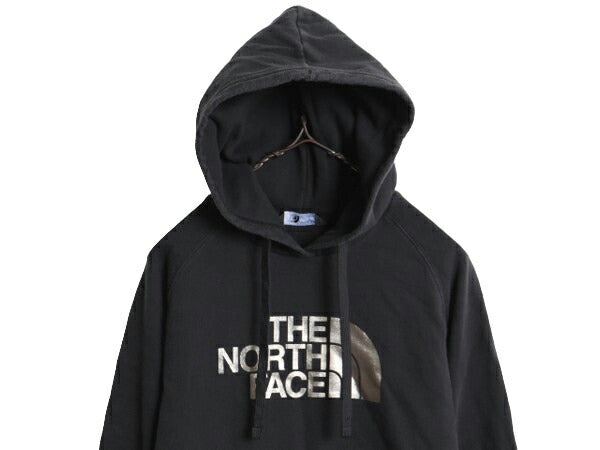 ノースフェイス プリント スウェット フード パーカー レディース S The North Face プルオーバー トレーナー 裏起毛 アウトドア ブラック