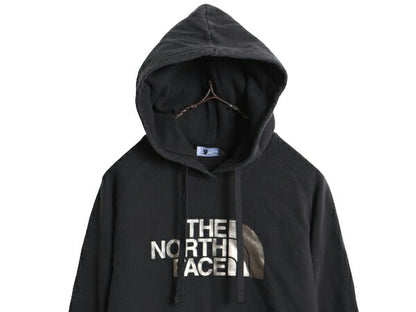 ノースフェイス プリント スウェット フード パーカー レディース S The North Face プルオーバー トレーナー 裏起毛 アウトドア ブラック
