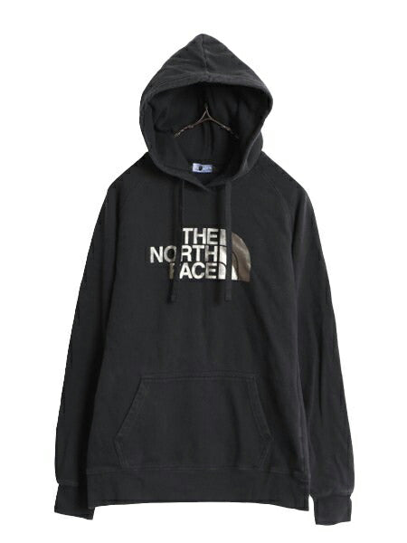 ノースフェイス プリント スウェット フード パーカー レディース S The North Face プルオーバー トレーナー 裏起毛 アウトドア ブラック