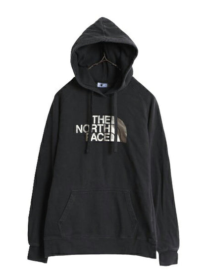 ノースフェイス プリント スウェット フード パーカー レディース S The North Face プルオーバー トレーナー 裏起毛 アウトドア ブラック