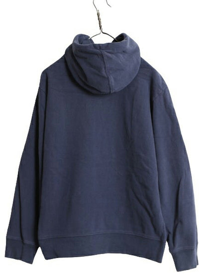 ノースフェイス プリント スウェット フード パーカー メンズ М 程 / 古着 The North Face プルオーバー 裏起毛 トレーナー アウトドア 紺