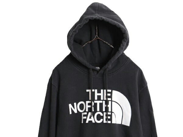 US企画 ノースフェイス プリント スウェット フード パーカー メンズ М 古着 The North Face アウトドア トレーナー プルオーバー 薄手 黒