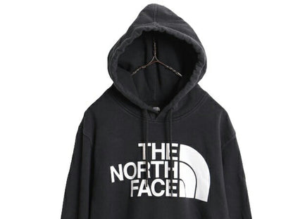 US企画 ノースフェイス プリント スウェット フード パーカー メンズ М 古着 The North Face アウトドア トレーナー プルオーバー 薄手 黒