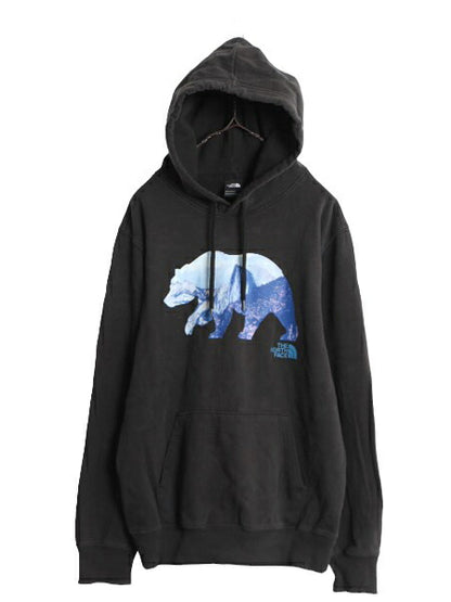 ノースフェイス グラフィック ベア プリント スウェット フード パーカー メンズ М / The North Face プルオーバー 裏起毛 アウトドア 黒