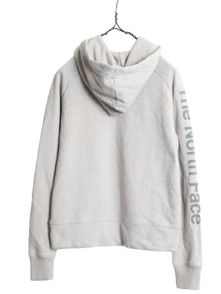 ノースフェイス プリント スウェット フード パーカー レディース S The North Face トレーナー プルオーバー スエット アウトドア グレー