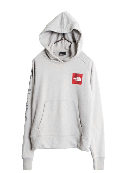 ノースフェイス プリント スウェット フード パーカー レディース S The North Face トレーナー プルオーバー スエット アウトドア グレー