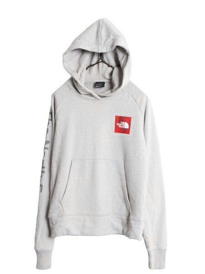ノースフェイス プリント スウェット フード パーカー レディース S The North Face トレーナー プルオーバー スエット アウトドア グレー