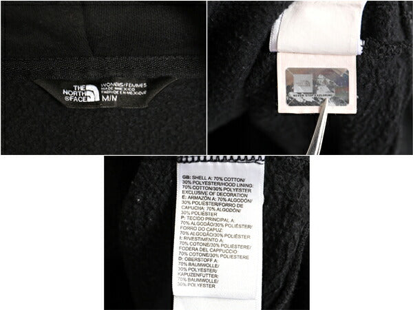 US企画 ノースフェイス プリント スウェット フード パーカー レディース М 古着 The North Face アウトドア トレーナー 裏起毛 ブラック